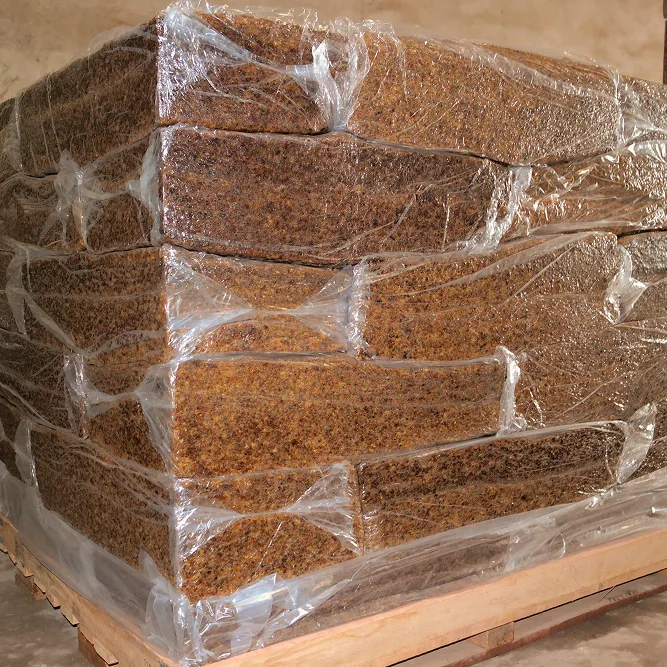 A wrapped pallet of baled natural rubber